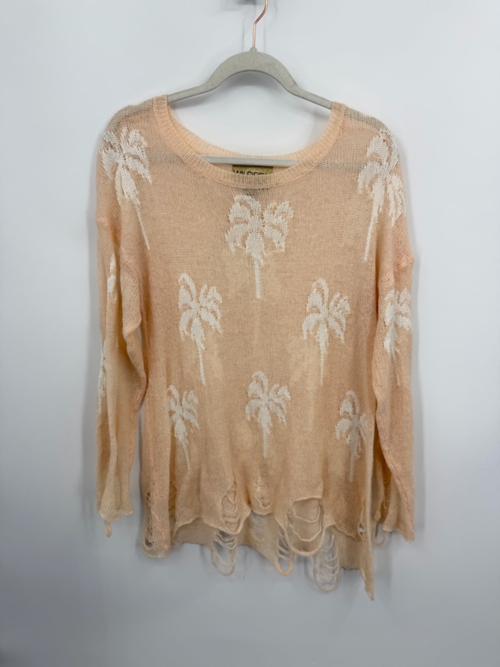 Wildfox white label Couture Santa Barbara Lennon Distressed‎ Sweater sz S